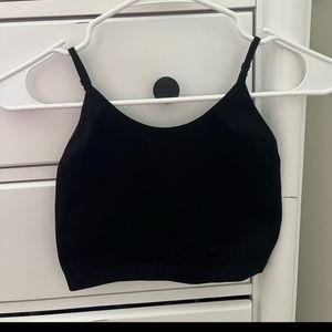 Black crip top tank with adjustable straps